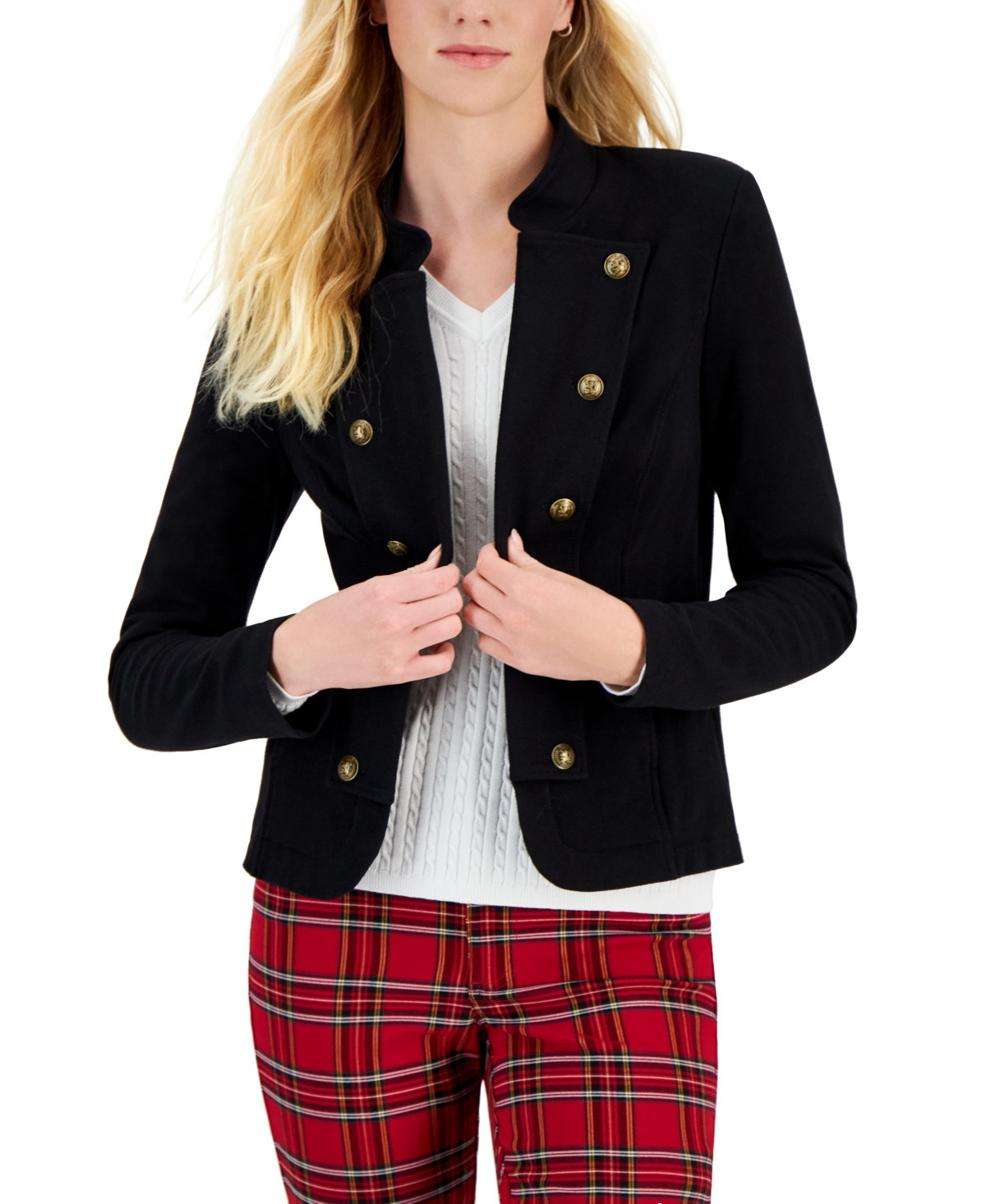 Tommy Hilfiger Women's Military Band Jacket - Black | Macy's