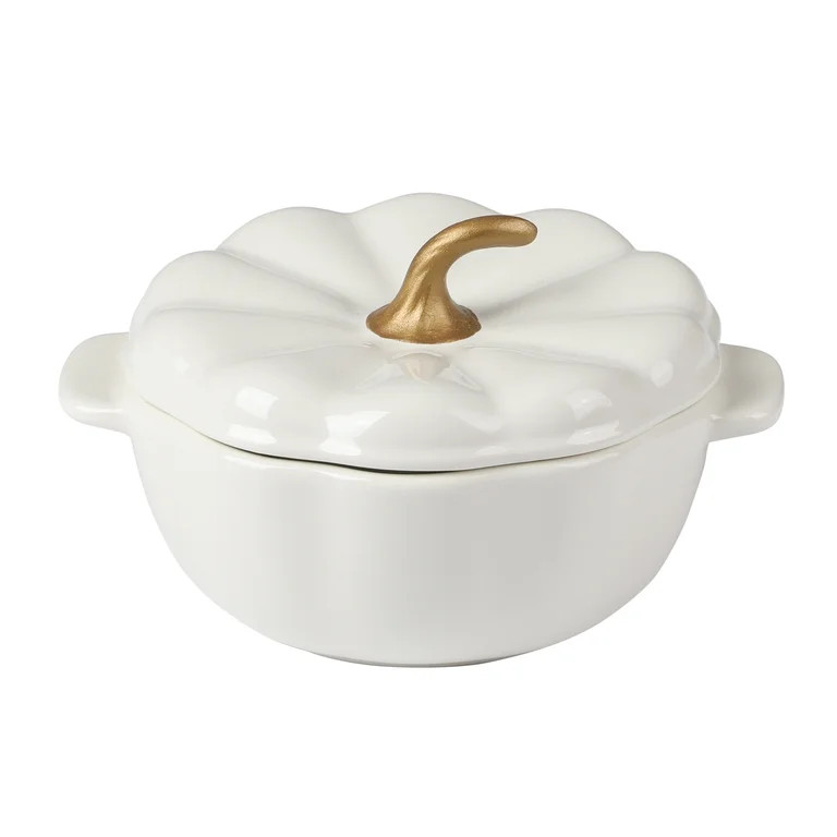 The Pioneer Woman 0.5 qt Pumpkin Stoneware Mini Cocottes with Lids, Linen, Set of 3 | Walmart (US)