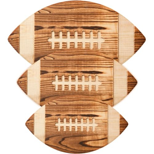 3 Pieces Football Cutting Board Football Serving Tray Hanging Football Gifts for Men Engraved Wooden Cutting Board Decoration for Kitchen Party Holiday Supplies Accessories, 3 Sizes (Dark Brown) | Amazon (US)