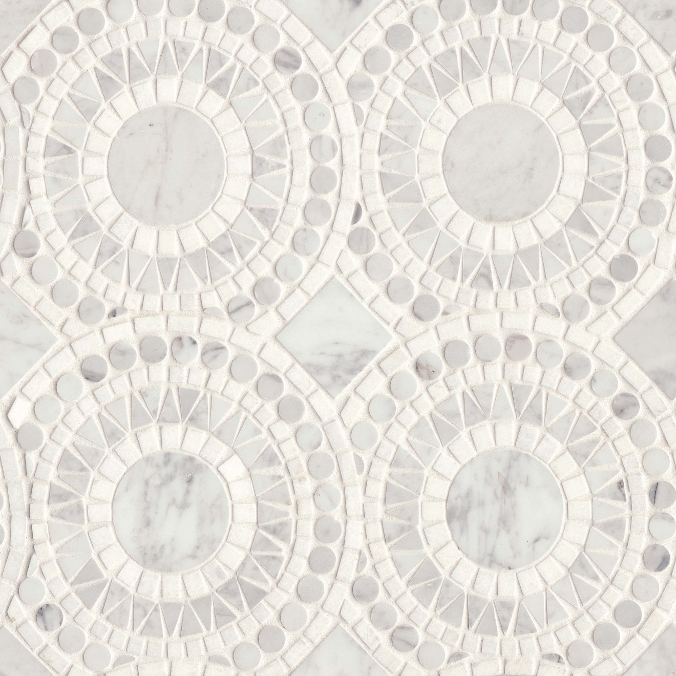 Solis Honed Marble Blend Mosaic Tile in White Carrara & White Thassos | Bedrosians Tile & Stone