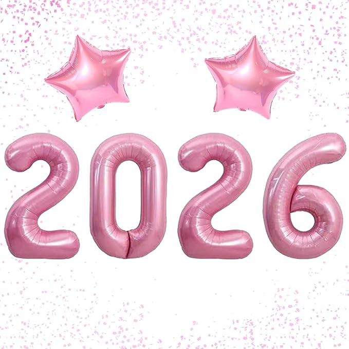 New Year Decorations 2026 Candy Pink 40 inch Number Balloons, Large Happy New Year Balloons for N... | Amazon (US)