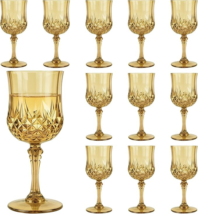 Plastic Wine Glasses, Plastic Goblets Vintage Style Cordial Unbreakable Drinking Glasses, Reusabl... | Amazon (US)