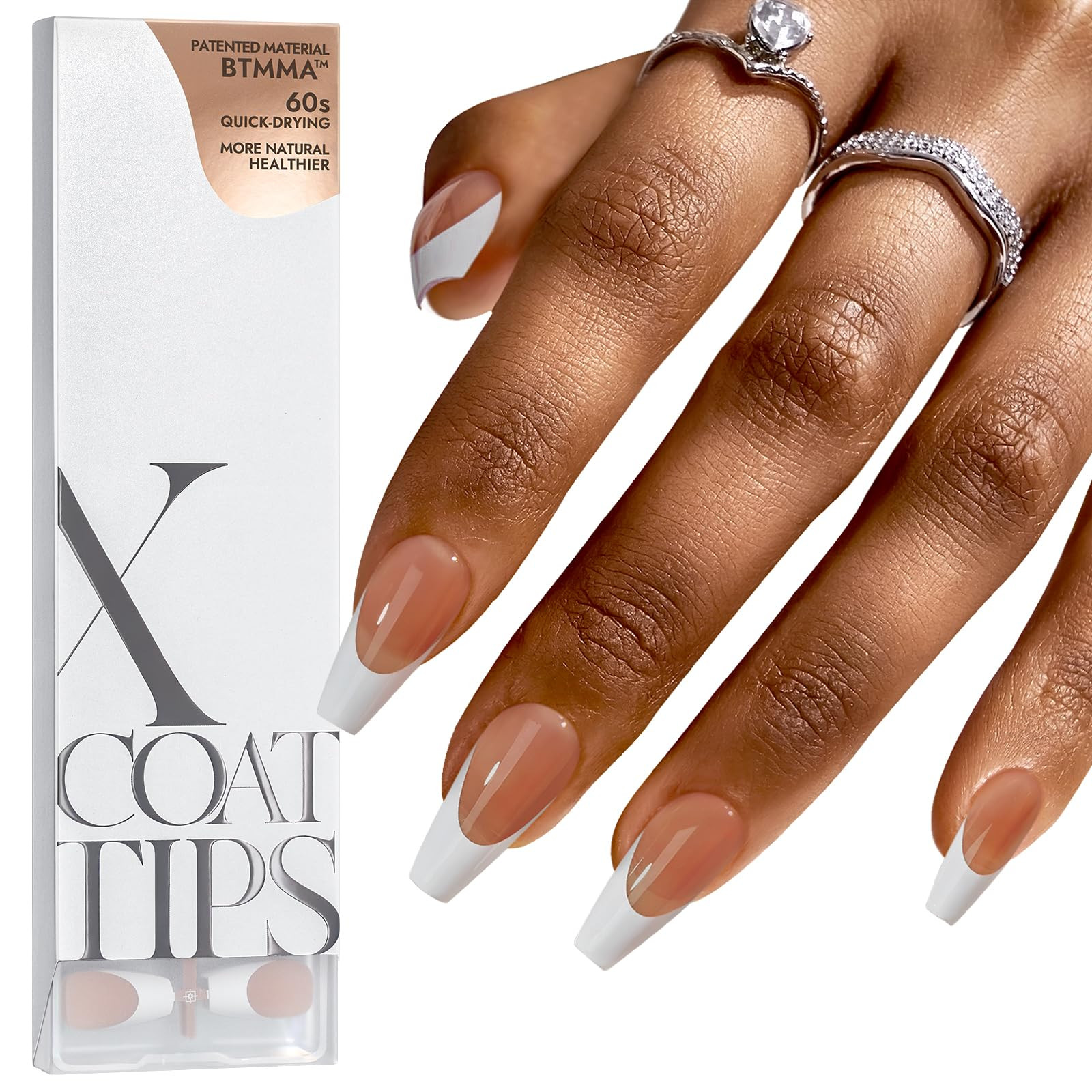 BTArtboxnails French Gel Nail Tips - French Tip Press on Nails Brown Medium Coffin XCOATTIPS for ... | Amazon (US)