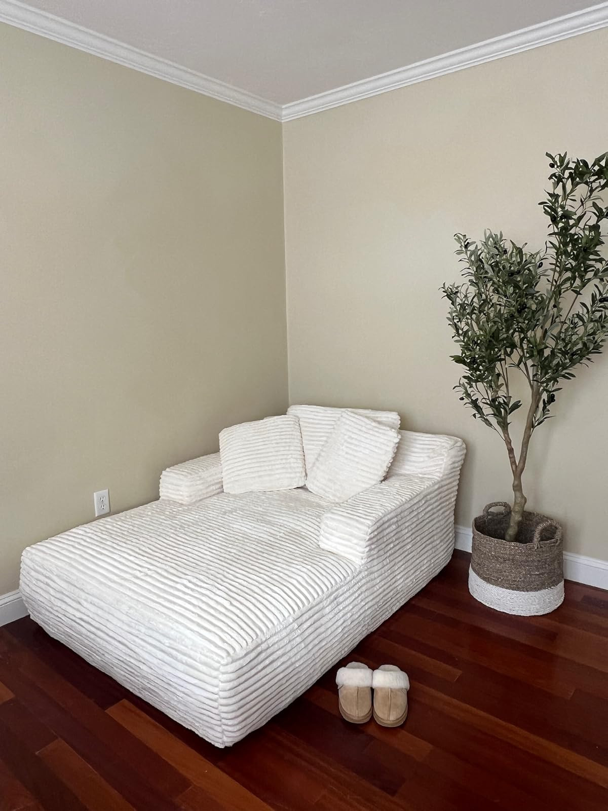 COMFIEST chair! zero assembly required! Boneless sofa bed/faux olive tree/slippers
 

 #LTKHome