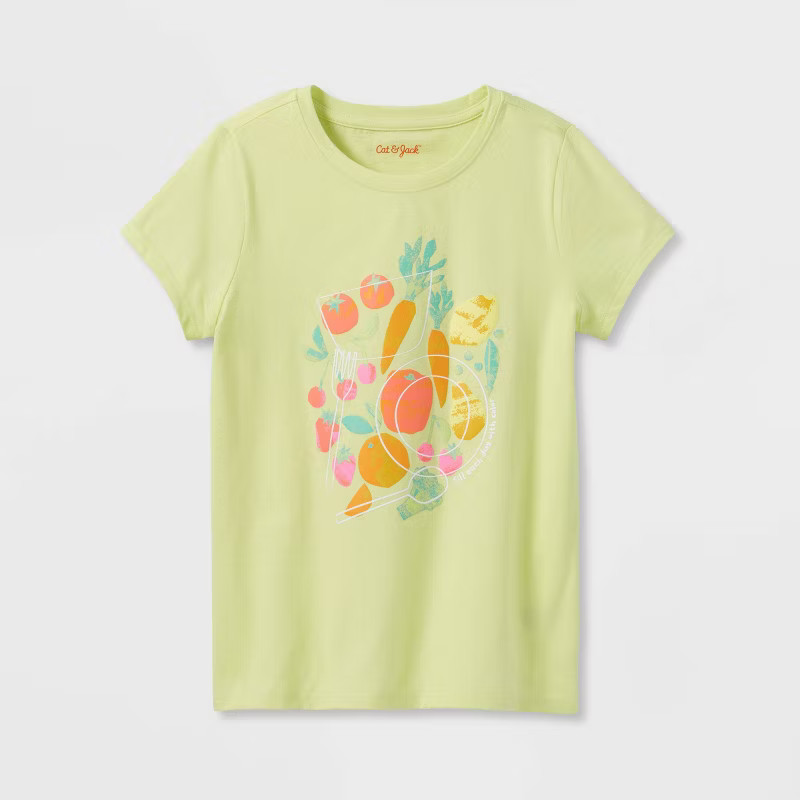 Girls' 'Veggies' Short Sleeve Graphic T-Shirt - Cat & Jack™ Light Lime | Target