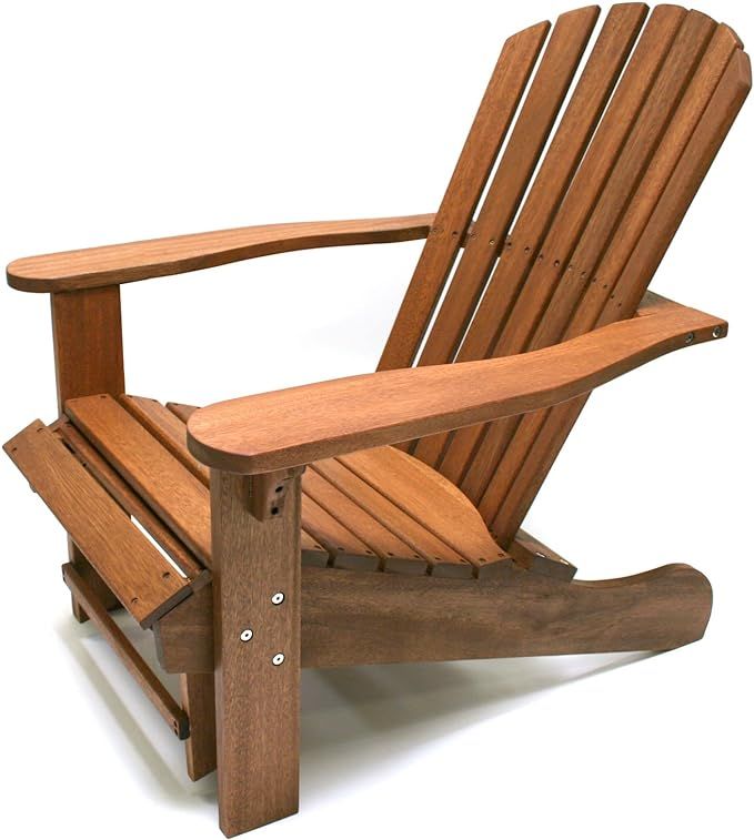 Outdoor Interiors CD3111 Eucalyptus Adirondack Chair and Built In Ottoman | Amazon (US)