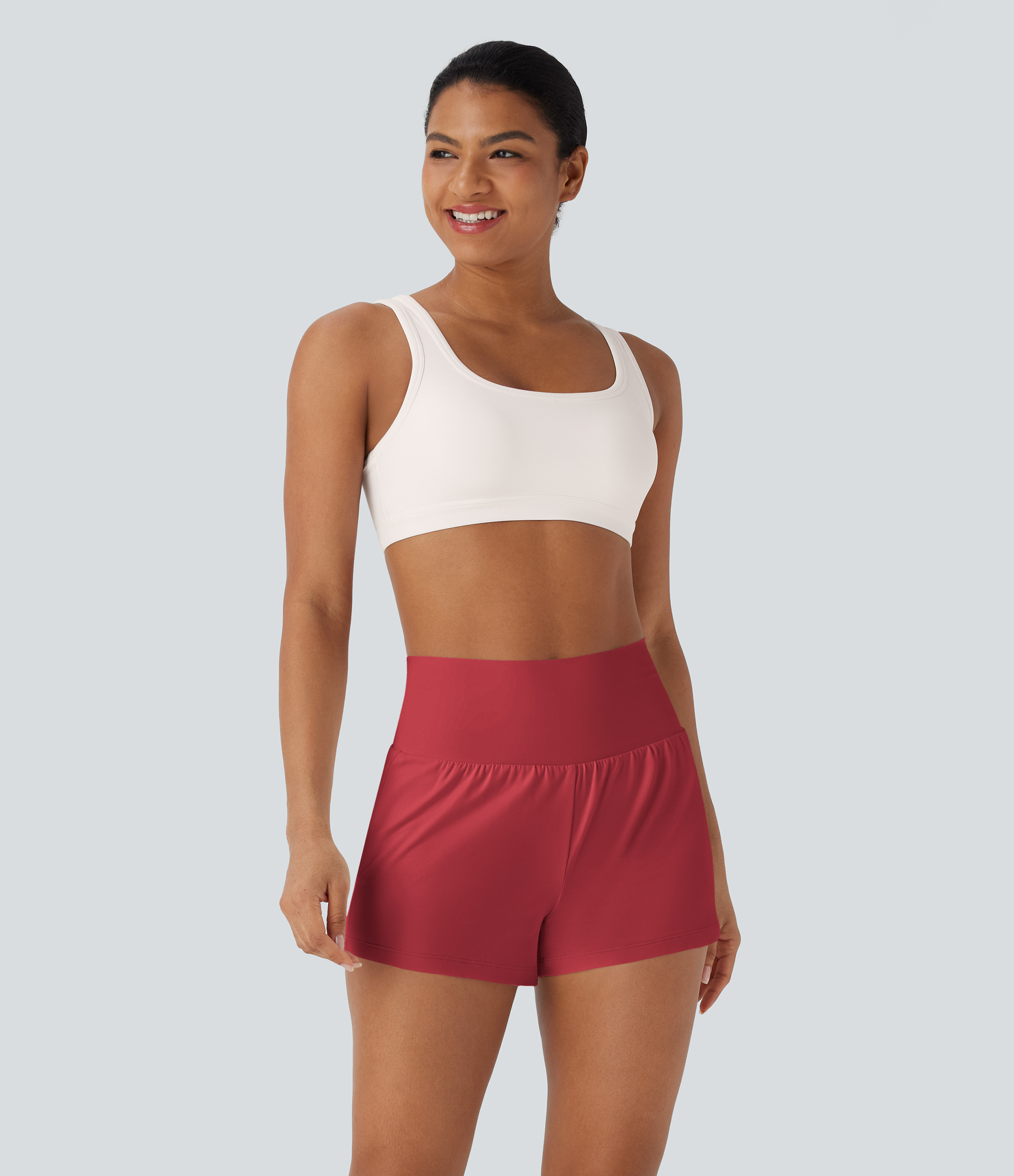 Halara SoftlyZero™ Airy Super High Waisted Cool Touch Yoga Shorts with Pockets Gym Short - Warm Apricot - M booty shorts compression shorts | HALARA