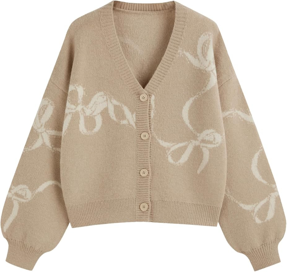 CIDER Fall Cardigan Sweaters for Women Button Down Bow Sweater | Amazon (US)
