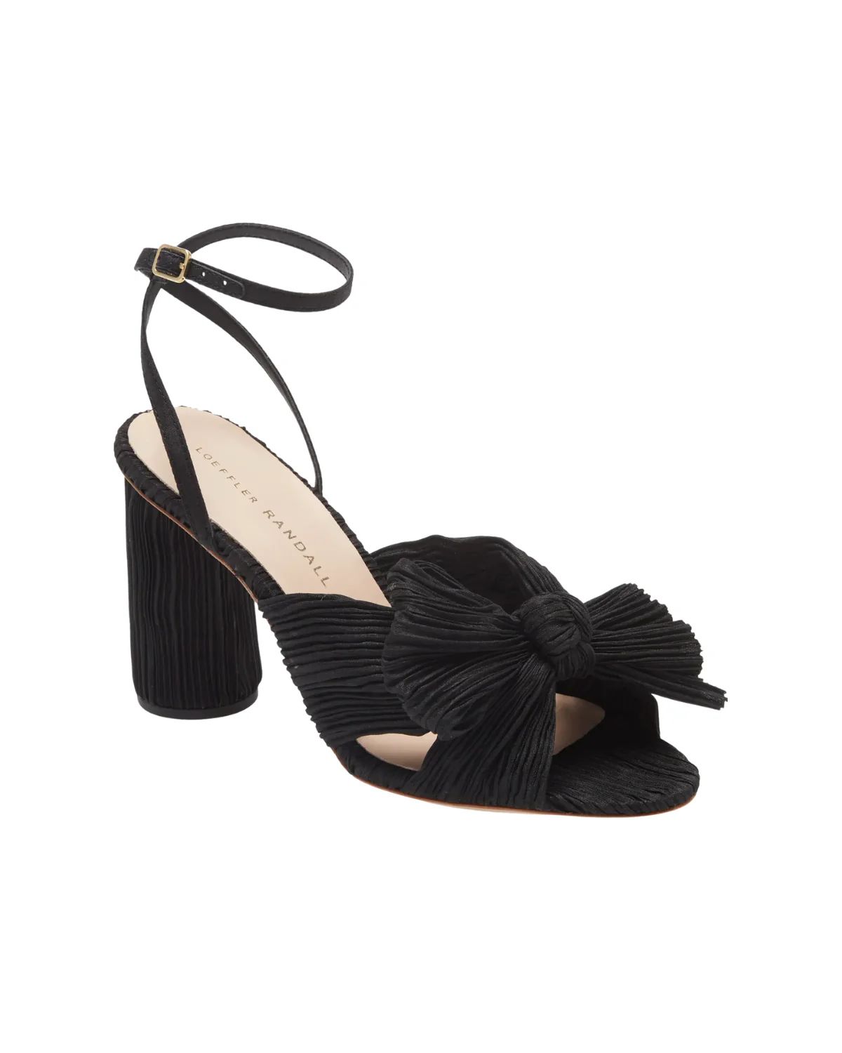 Loeffler Randall Pleated Knot Heeled Sandal With Ankle Strap | Ambiance