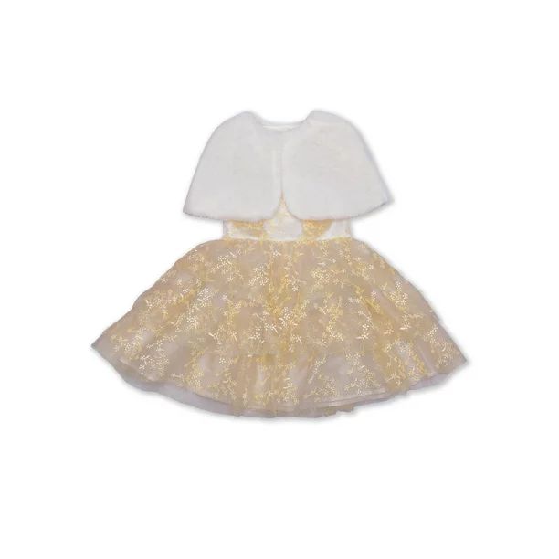 Wonder Nation Girls Metallic Special Occasion Dress w/ Shrug, Sizes 4-16 & Plus - Walmart.com | Walmart (US)