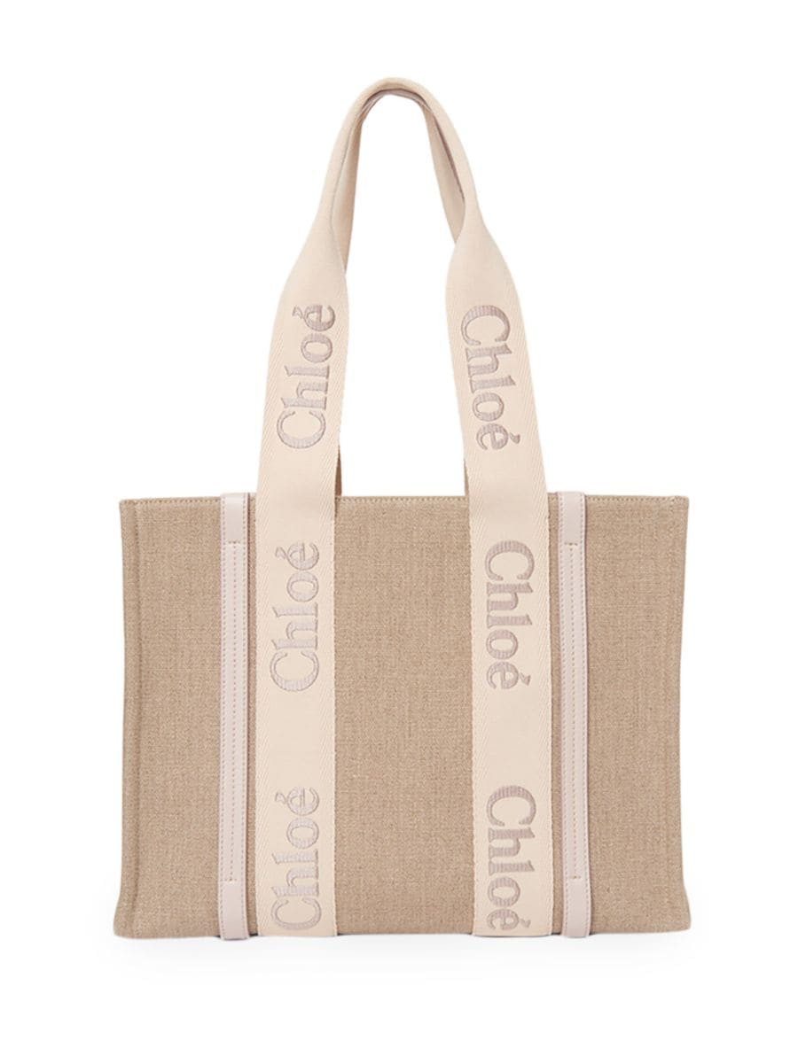Medium Woody Linen Tote Shoulder Bag | Saks Fifth Avenue