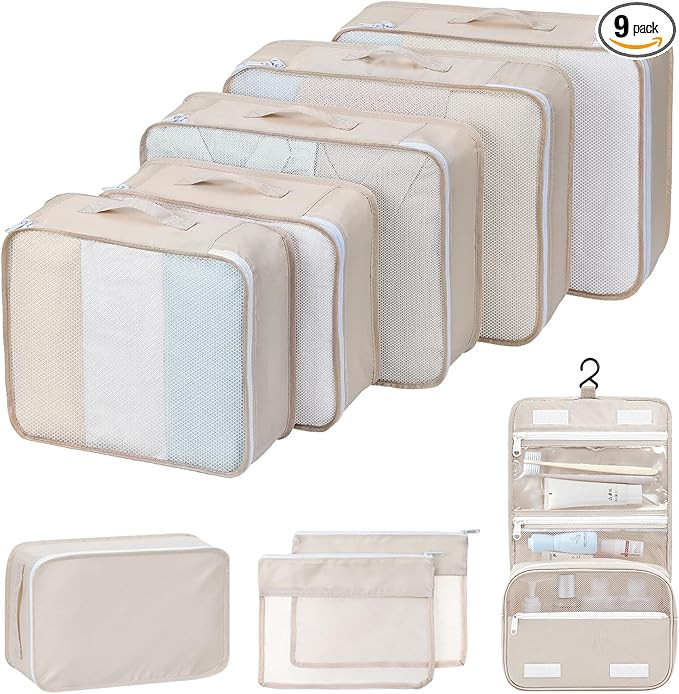 Easortm Packing Cubes for Suitcase, 9 Set Packing Cubes for Travel Packing Organizers Suitcase Or... | Amazon (US)