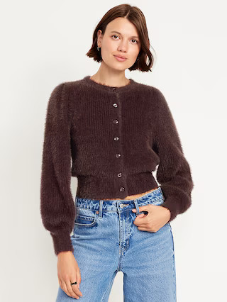 Cropped Eyelash Cardigan Sweater | Old Navy (US)