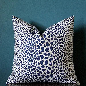 ArogGeld Navy Cheetah Cushion Cover Tan Pillow Covers Leopard Print Pillowcase Animal Blue Home D... | Amazon (US)
