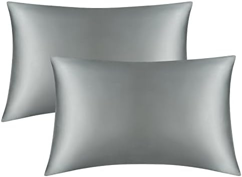 Satin Pillowcase for Hair and Skin, Set of 2 Dark Grey Silk Pillowcase Queen Satin Pillowcase wit... | Amazon (US)