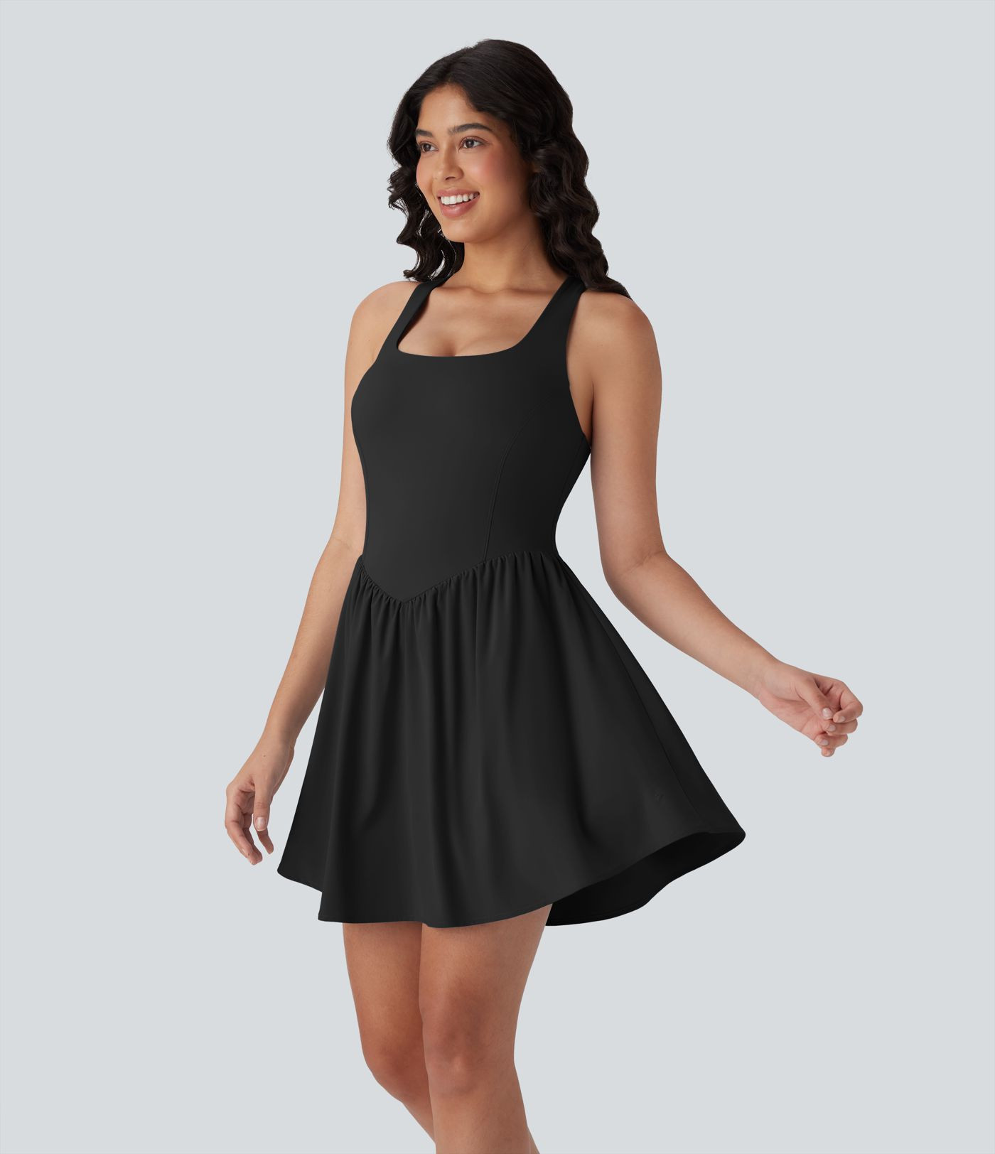 Breezeful\u2122 Corset 2-in-1 Pocket Mini Quick Dry Flowy Pickleball Active Dress-Longer Legnth | HALARA