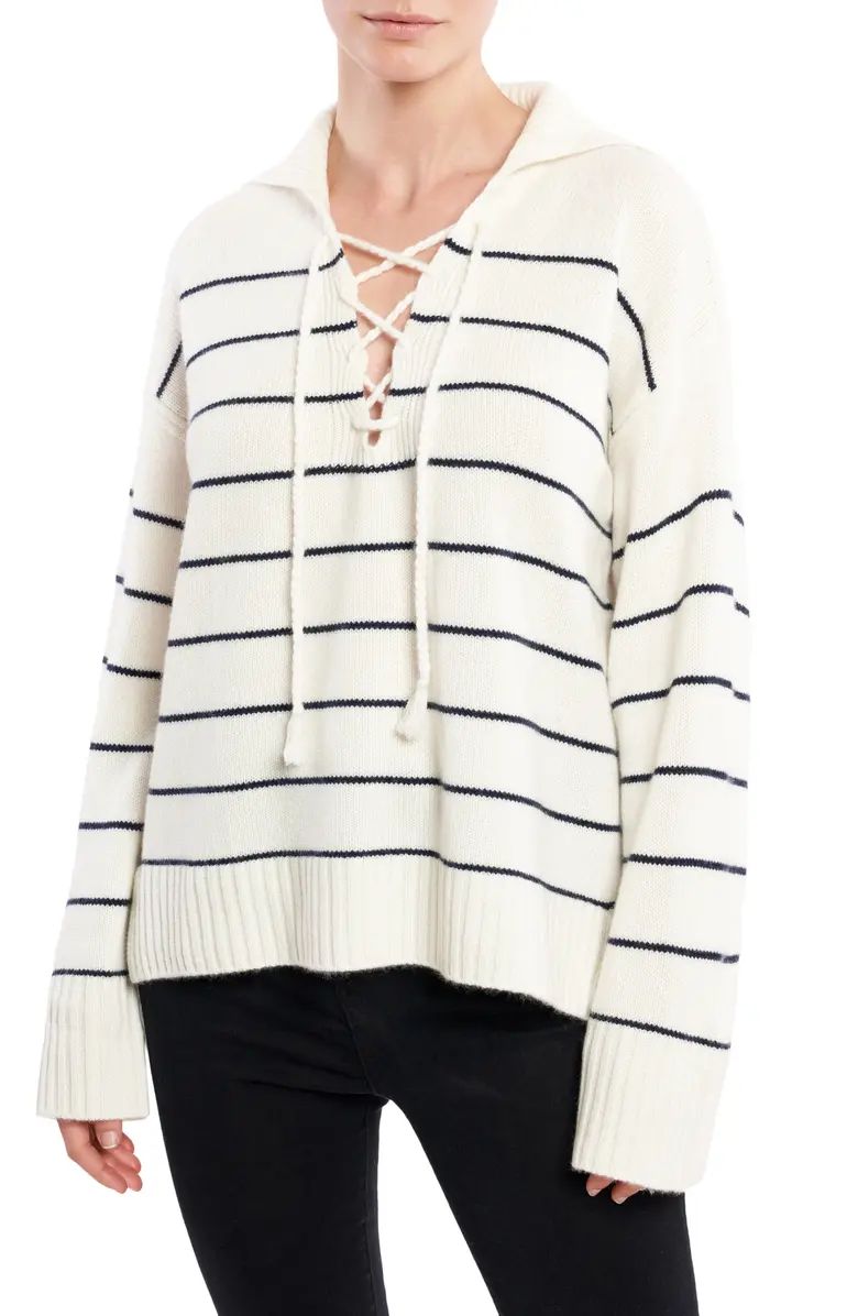 La Ligne Breton Stripe Lace-Up Cashmere Sweater | Nordstrom | Nordstrom