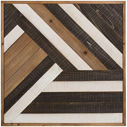 Kate and Laurel Ballez Shiplap Wood Plank Art, Black, White and Rustic Brown | Amazon (US)