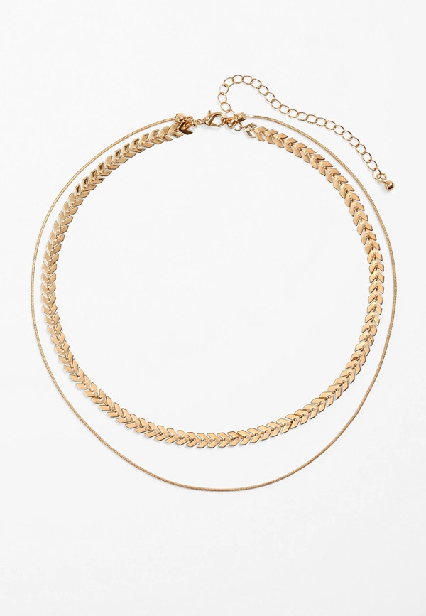 Gold Arrow Wave Layered Necklace | Maurices