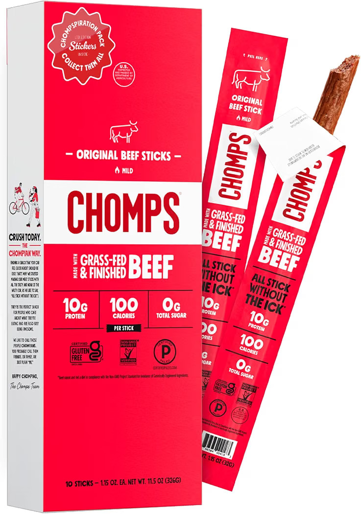 Chomps Original Beef, STICKER PACK, Grass-Fed & Finished, 10ct | Amazon (US)
