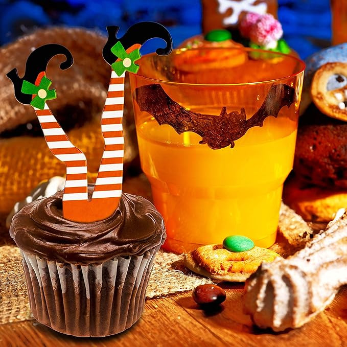 Whaline Halloween Cupcake Toppers Witch Boot Paper Cupcake Decorations for Cupcake Dish Decoratio... | Amazon (US)