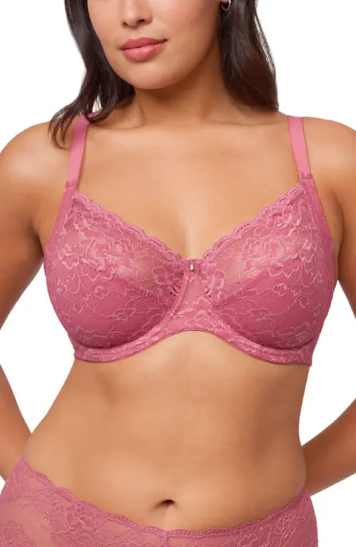 Montelle Intimates Muse Underwire Full Cup Lace Bra in Lipstick at Nordstrom, Size 36C | Nordstrom