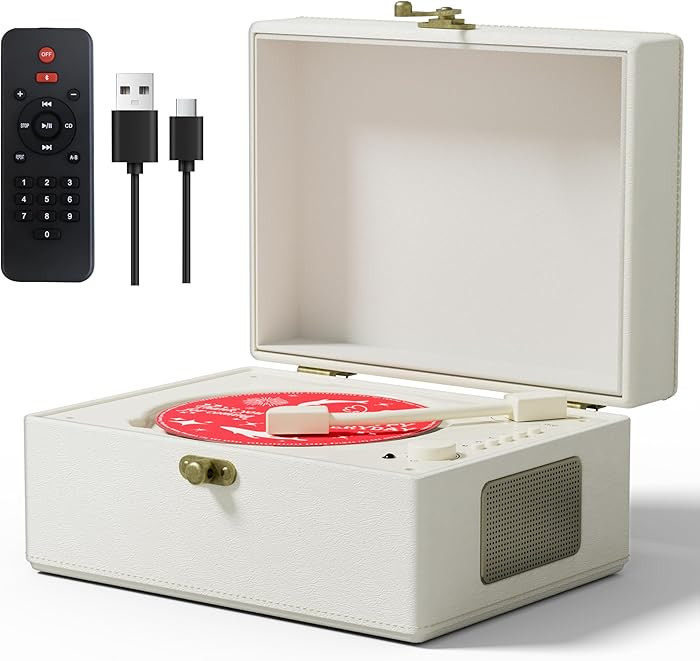 Yintiny Rechargeable Leather CD Player with Speakers, Bluetooth Transmitter, Festival Gift, BGM P... | Amazon (US)