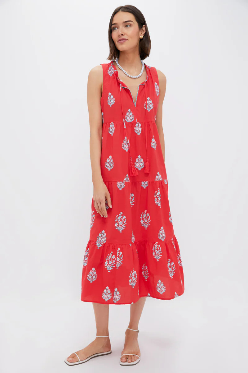 Scarlet Bouquet Blockprint Salty Paloma Caftan | Tuckernuck (US)