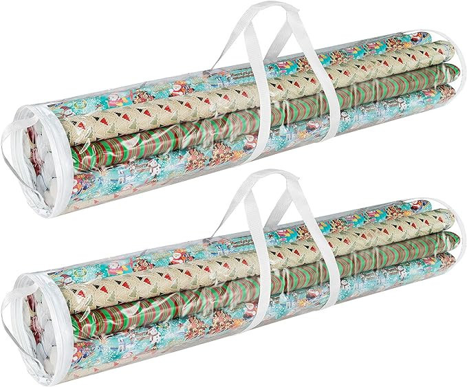 Elf Stor 83-DT5054 Gift Wrap Storage Bags Holds 40-Inch Rolls of Paper-2 Pack, Clear,X-Large | Amazon (US)