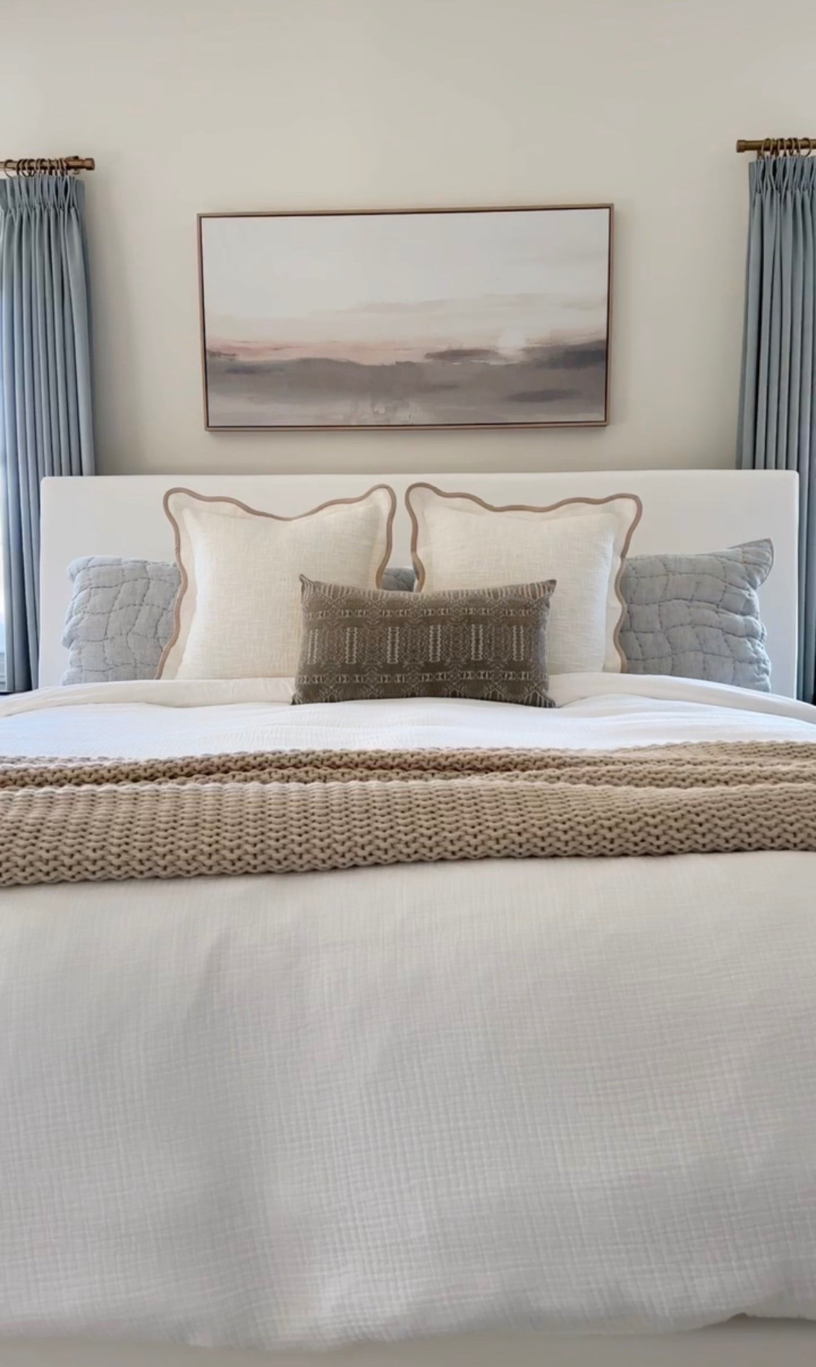 Scalloped pillows, quilted shams, Serena & Lily duvet cover, AND bedframe are all on sale!!! Shop these quick!