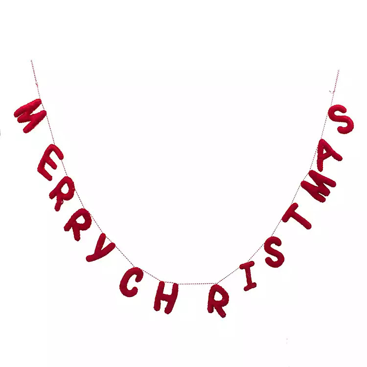 Red Wool Merry Christmas Banner | Kirklands