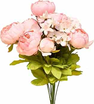 Mandy's Artificial Peony Silk Flowers Bouquet for Home Wedding Decoration (vase not Include) (Pea... | Amazon (US)