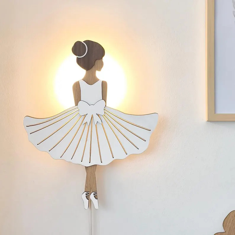 Ballerina Night Lamp, Kids Dancer Lamp, Wooden Night Lamp, Kids Night Light, Ballerina Decor, Nur... | Etsy (US)