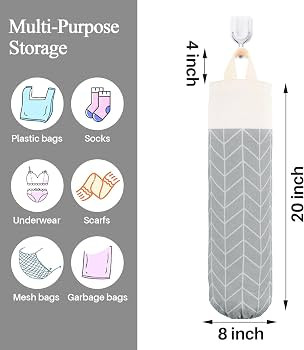Plastic Bag Holder, Canvas Grocery Bag Holder Dispenser, Wall Mount Shopping Trash Bag Storage Or... | Amazon (US)