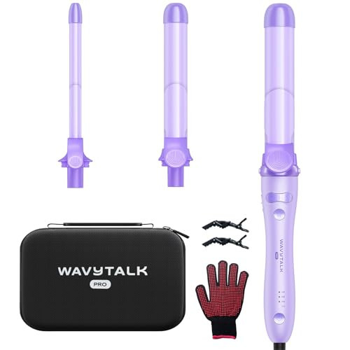 Wavytalk Rotating Curling Iron Set, Curlmaker Pro, Automatic Hair Curler with 3 Sizes Ceramic Barrel(0.5"-1"-1.25") for Tight & Spiral Curls and Beach Waves, Effortless Get Long-Lasting Styling,Purple | Amazon (US)