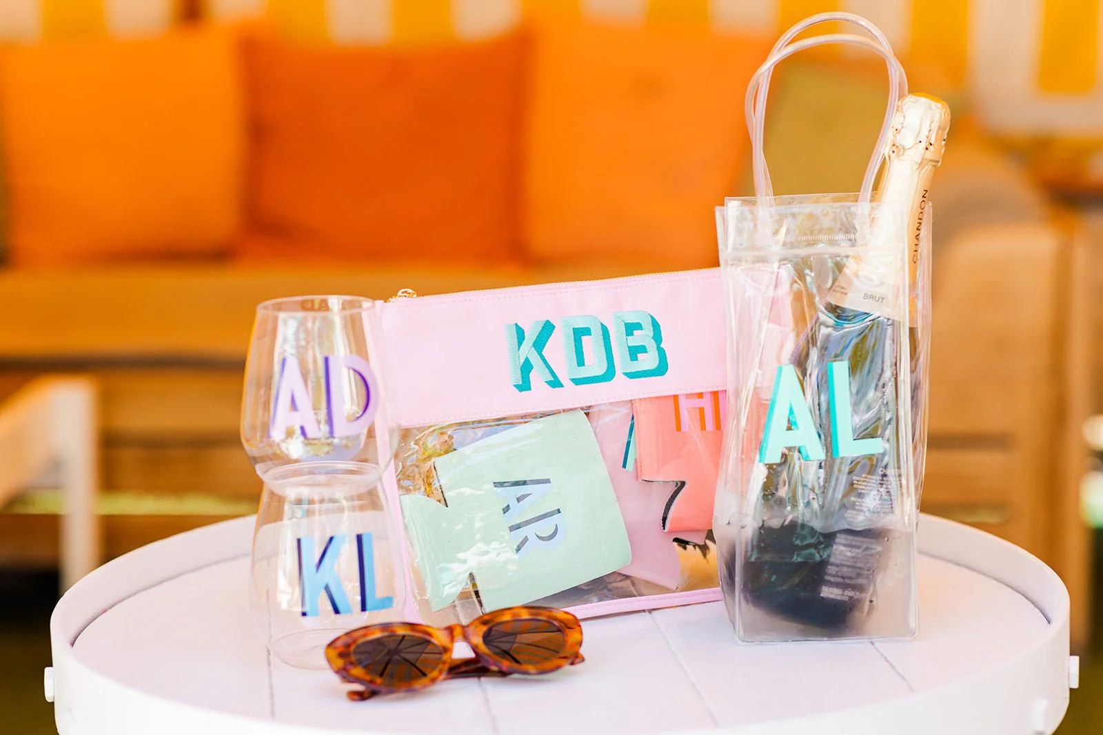 Embroidered Nylon Clear Pouch | Sprinkled With Pink