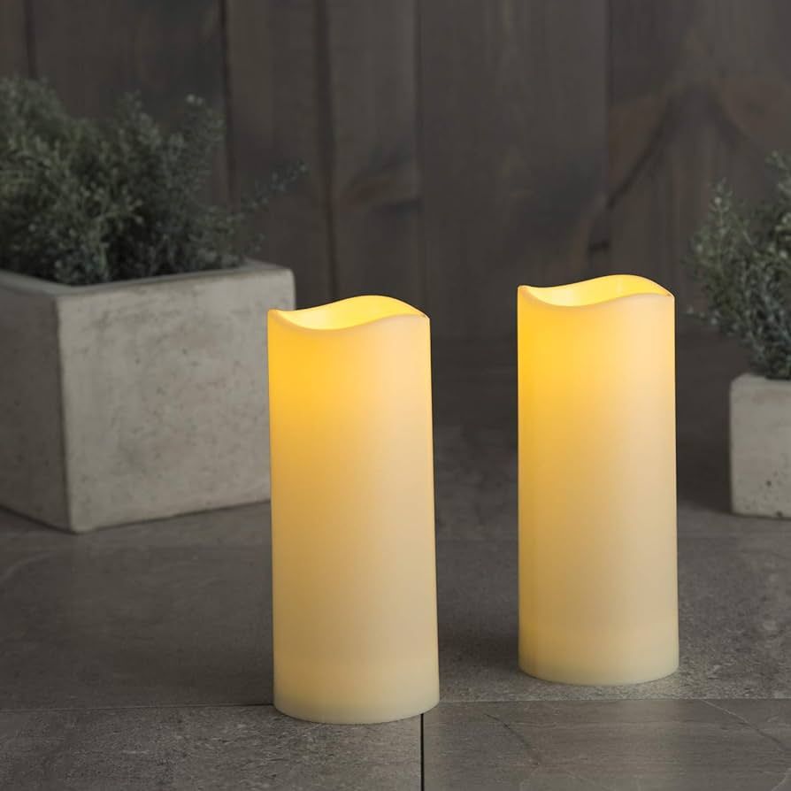LampLust Outdoor Flameless Candles 3x7 - Battery Operated, Waterproof, Flickering LED Flame, Remo... | Amazon (US)