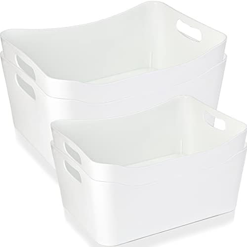 Plastic Storage Bins for Organization, 2 Pcs White Pantry Bins Organization, Storage Containers Organizing Bins, Freezer Organizer Bins Stackable, Plastic Boxes for Storage, Kitchen Storage Bins | Amazon (US)