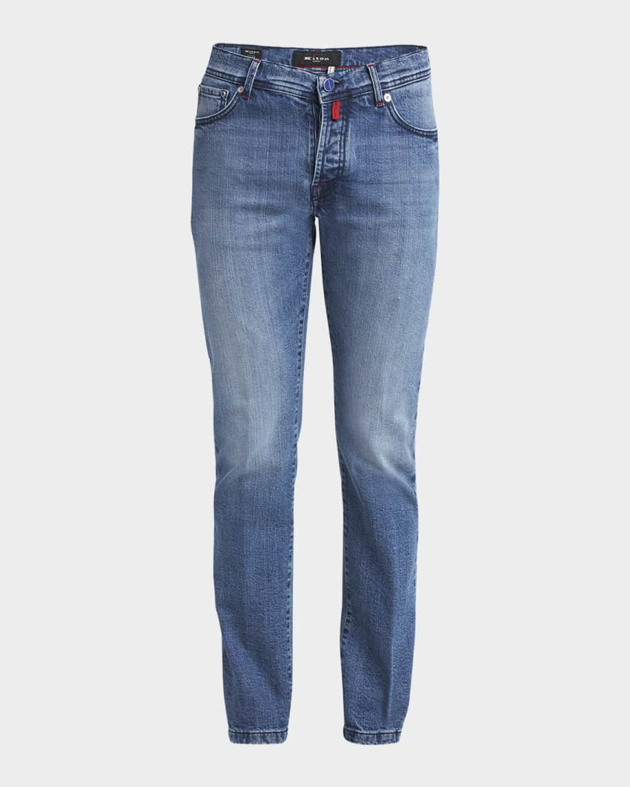 Kiton Men's Straight-Leg Light Wash Denim Jeans | Neiman Marcus