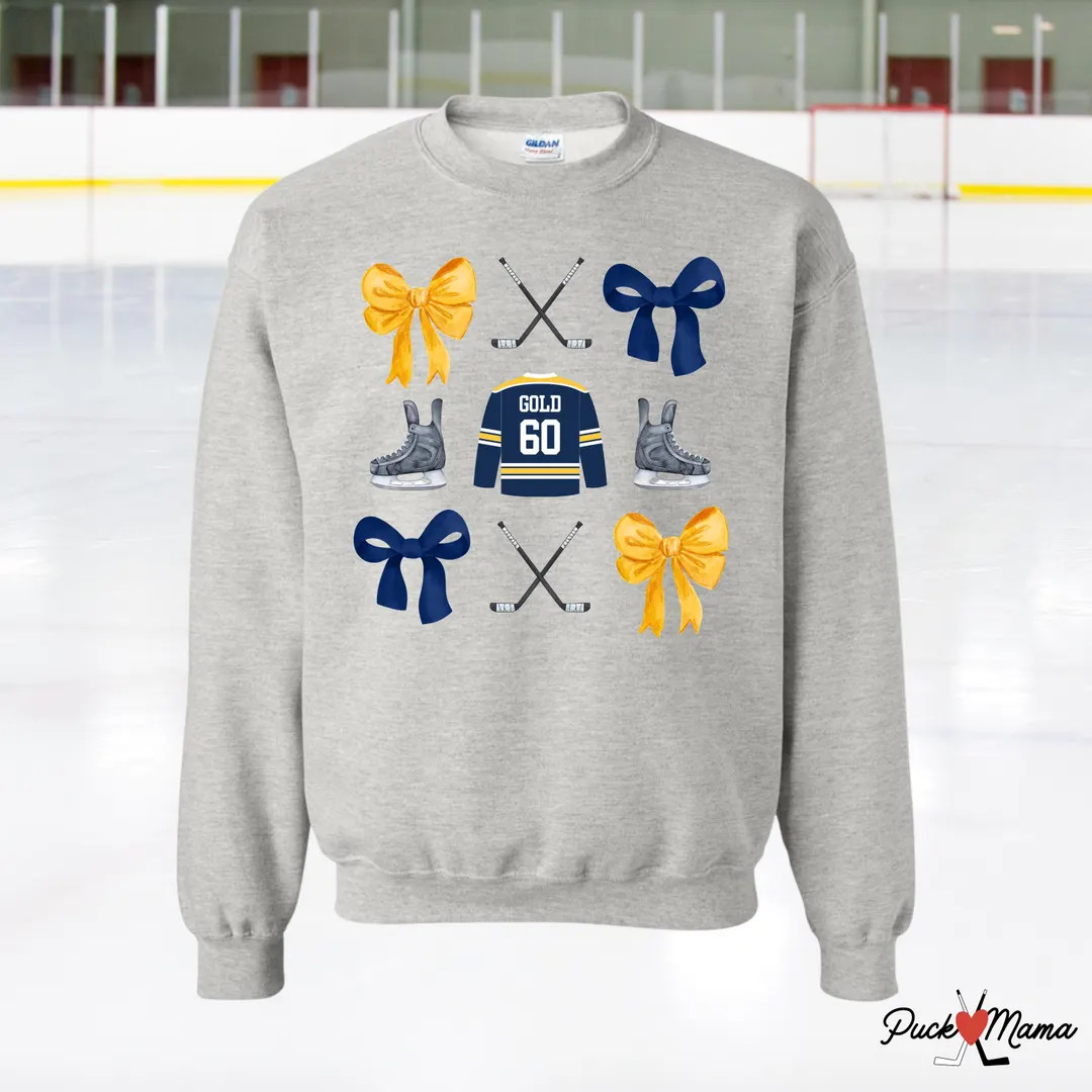 Coquette Bow Hockey Sweater Custom Personalized Hockey Mom Hockey Gifts Hockey Game Adult Crew Sw... | Etsy (US)