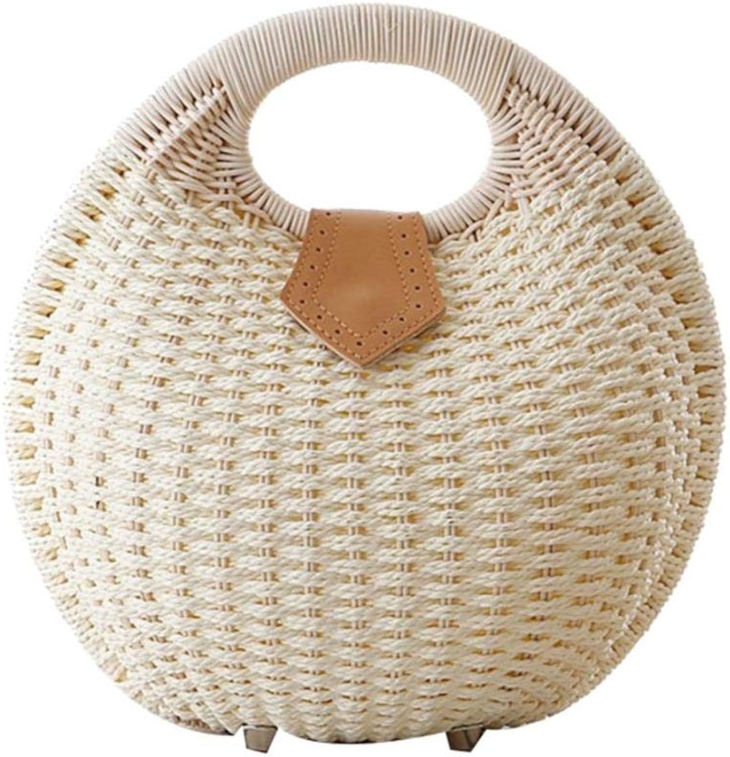 jessie Summer Beach Bag Hand-Woven Straw Tote Bag for Women Tote Handbag (White) | Amazon (US)
