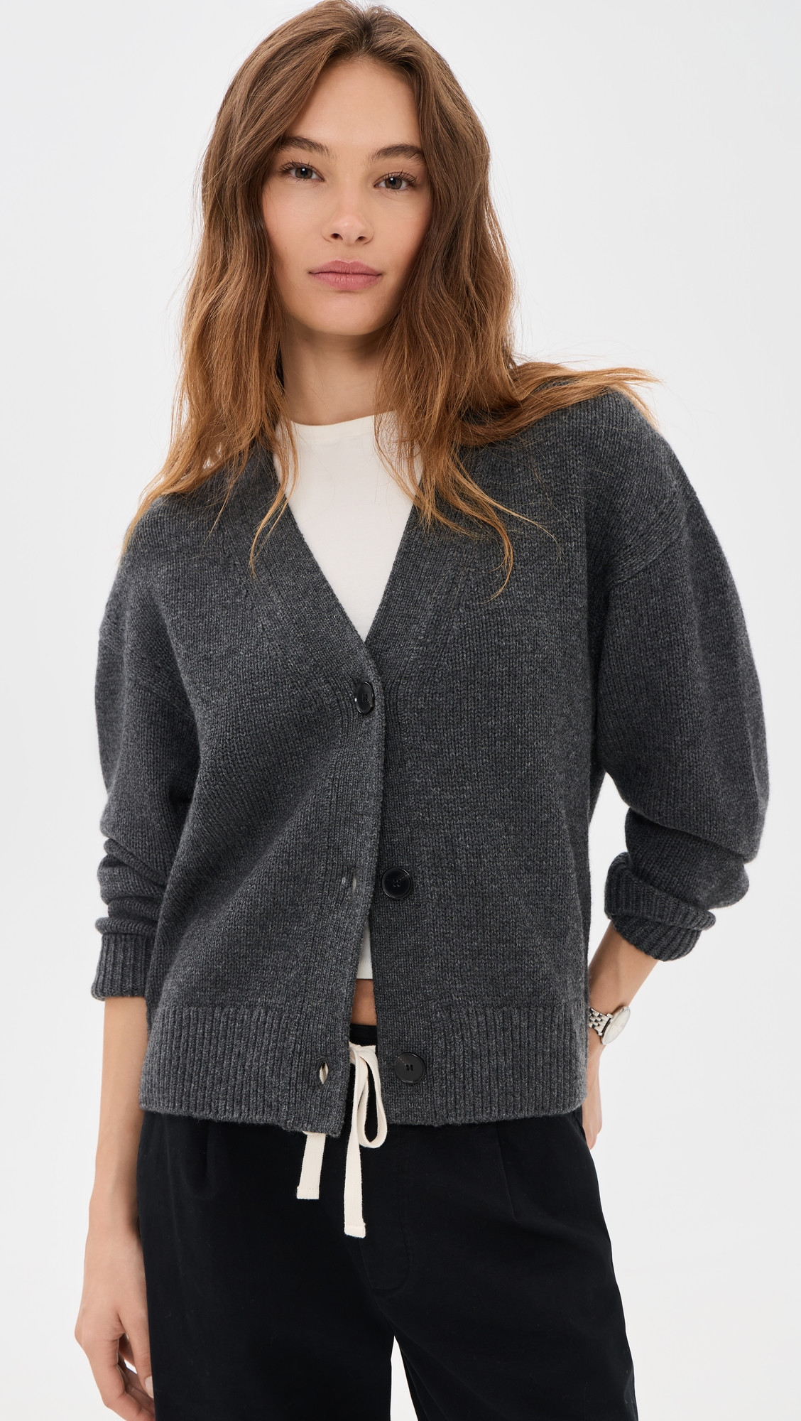 Sold Out NYC The Cashmere Signature Cardigan Charcoal XS | Shopbop