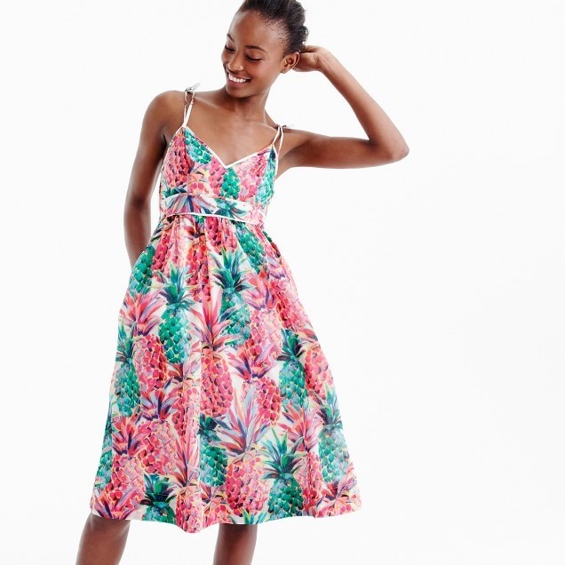 Spaghetti-strap dress in Ratti® painted pineapple | J.Crew US