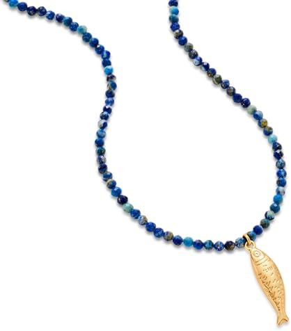 CUFELMU Boho Fish Necklace for Women - Blue Natural Stone Fish Pendant Necklace, Bohemian Beach J... | Amazon (US)