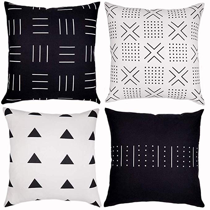 Woven Nook Decorative Throw Pillow Covers ONLY for Couch, Sofa, or Bed Set of 4 18 x 18 inch Mode... | Amazon (US)