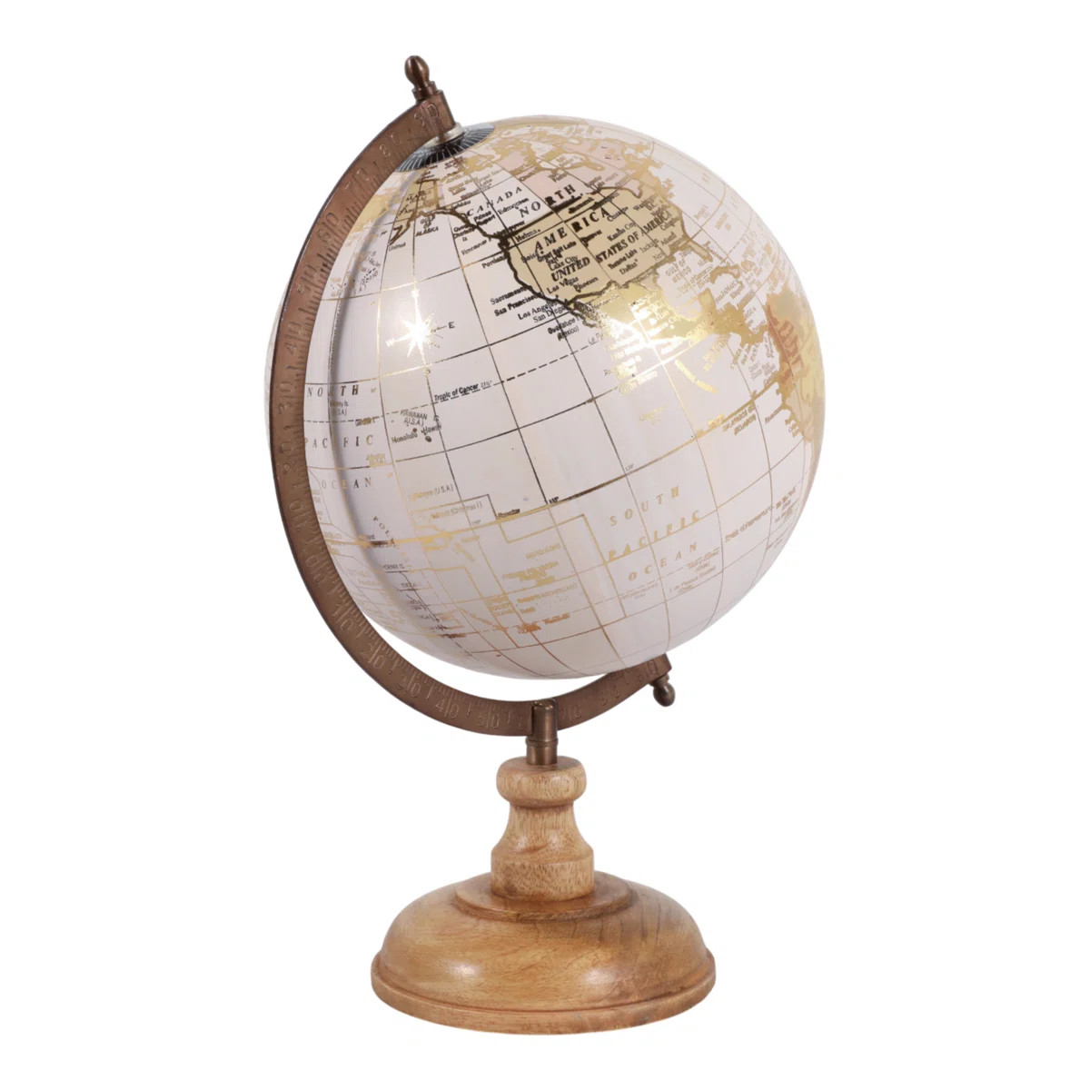 Decorative Wood and Metal Globe Sculpture for Home Decor - Classic Object Accent for Office, Stud... | Wayfair North America