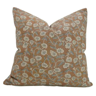 Fabdivine Haridwar Artistic Floral Block Printed Pillow Cover in Brown at Nordstrom, Size 20X20 | Nordstrom