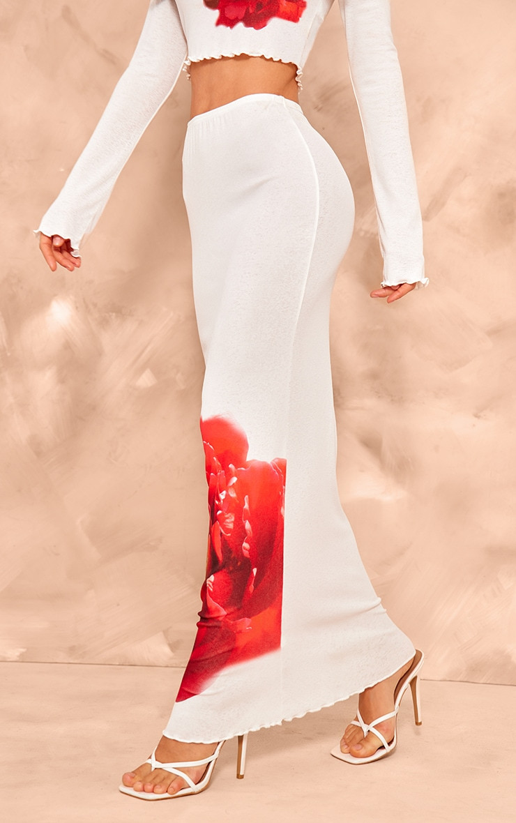 White Floral Print Maxi Skirt | Co-Ords | PrettyLittleThing UK