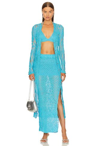 SER.O.YA Sandy Crochet Skirt in Turquoise from Revolve.com | Revolve Clothing (Global)