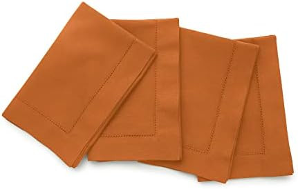 Cotton Linen Napkins Set of 4 – Pumpkin Spice Halloween Dinner Napkins 20 x 20 Inch by Solino Home – | Amazon (US)